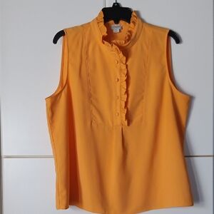 J. Crew Bright Orange Ruffle Blouse